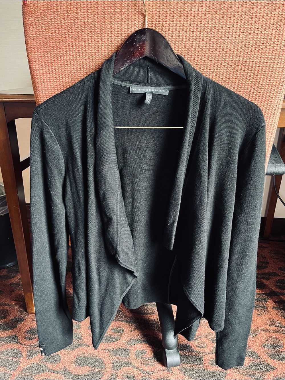 White House Black Market Black Draped Open-Front Women's Sweater Cardigan Medium